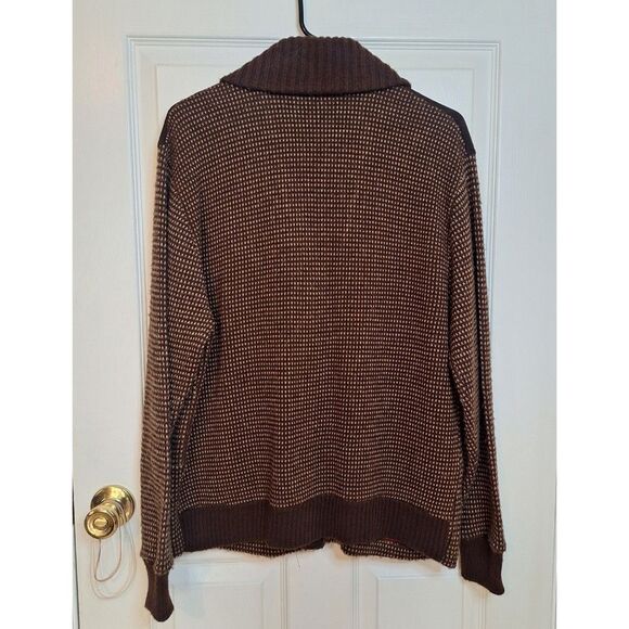Vintage Studio One By Campus Brown Knit Suede Cardigan Sweater Grandpacore Sz XL - Picture 2 of 11